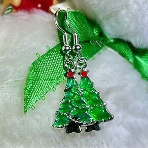 Green Christmas Tree Earrings